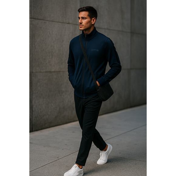 Vilebrequin Men’s Full Zip Track Jacket M Navy | Minimalist Designer Streetwear - Picture 1 of 11